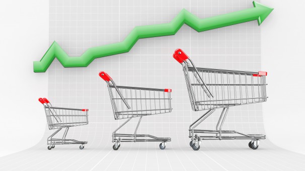 Sales growth. Shopping basket and graph