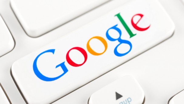 Google logotype on a keyboard button